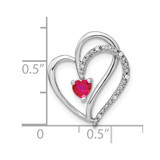 14k White Gold Ruby and Diamond Heart Chain Slide