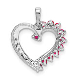14k White Gold Ruby and Diamond Heart Pendant - PM-1AB4BD54-3708