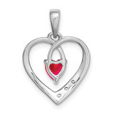 14k White Gold Ruby and Diamond Heart Pendant - PM-32D41C0D-3380