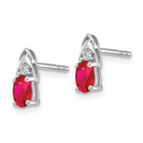 14k White Gold Ruby and Diamond Post Earrings - XB-CDE66BA7-3006