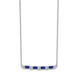 14k White Gold Sapphire and Diamond 18in. Bar Necklace