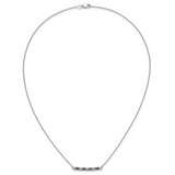 14k White Gold Sapphire and Diamond 18in. Bar Necklace