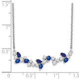 14k White Gold Sapphire and Diamond 18in. Floral Bar Necklace