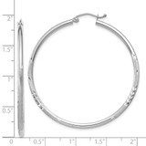 14k White Gold Satin and Diamond-cut 2mm Round Hoop Earrings - TC-D3BA4429-2924