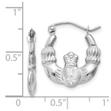 14k White Gold Satin and Diamond-cut Claddagh Hoop Earrings - TH-46C27B63-7218