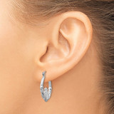 14k White Gold Satin and Diamond-cut Claddagh Hoop Earrings - TH-9CFBCBE5-1508