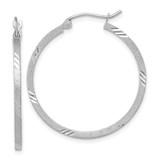 14k White Gold Satin Diamond-cut Square Tube Hoop Earrings - TF-5087E75D-5183