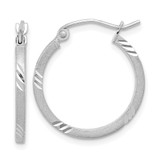 14k White Gold Satin Diamond-cut Square Tube Hoop Earrings - TF-9E10BFB4-8098