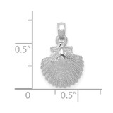 14K White Gold Scallop Shell Pendant - K2-0BF1591B-5420