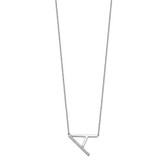14K White Gold Sideways Diamond Initial A Necklace