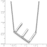 14K White Gold Sideways Diamond Initial E Necklace