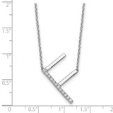 14K White Gold Sideways Diamond Initial F Necklace