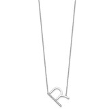 14K White Gold Sideways Diamond Initial R Necklace