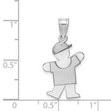14k White Gold Small Boy w/Hat on Left Engravable Charm - XK-03D89625-1426