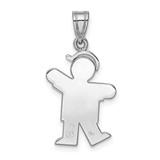 14k White Gold Small Boy w/Hat on Left Engravable Charm - XK-03D89625-1426
