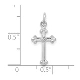 14k White Gold Small Diamond Budded Cross Pendant