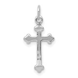 14k White Gold Small Diamond Budded Cross Pendant