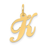 14k White Gold Small Fancy Script Letter K Initial Charm