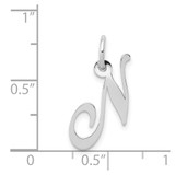 14k White Gold Small Fancy Script Letter N Initial Charm