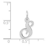 14k White Gold Small Fancy Script Letter S Initial Charm