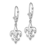 14K White Gold Small Fleur-de-Lis Leverback EARRINGS