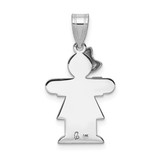 14k White Gold Small Girl w/Bow on Left Engravable Charm - XK-03DB6CAD-9885
