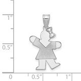 14k White Gold Small Girl w/Bow on Right Engravable Charm - XK-5D436881-8234
