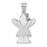 14k White Gold Small Girl with Bow on Right Engravable Charm - XK-C9C58FD5-5391
