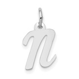 14k White Gold Small Script Letter N Initial Charm - YC-4D146A71-7313