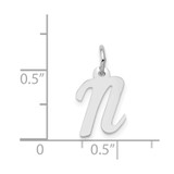 14k White Gold Small Script Letter N Initial Charm - YC-4D146A71-7313