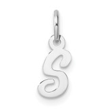 14k White Gold Small Script Letter S Initial Charm - YC-952D3A2B-9695