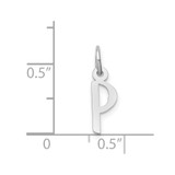 14K White Gold Small Slanted Block Letter P Initial Charm