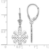 14K White Gold Snowflake Leverback Earrings