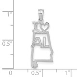 14K White Gold Solid Alabama State Pendant