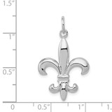 14k White Gold Solid Polished 3-D Fleur de Lis Charm