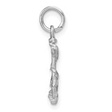 14K White Gold Solid Polished Diamond-Cut 3-D Anchor Charm