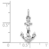 14K White Gold Solid Polished Diamond-Cut 3-D Anchor Charm