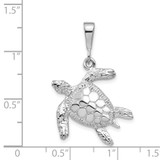 14k White Gold Solid Polished Open-Backed Sea Turtle Pendant - D1-6BD394E2-4719