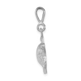 14k White Gold Solid Polished Open-Backed Sea Turtle Pendant - D1-C4DD9117-3130
