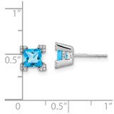 14k White Gold Square Blue Topaz and Diamond Earrings - EM-B9D4EA99-7858