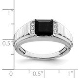14k White Gold Square Onyx and Diamond Mens Ring - RM-0C7FA929-2769