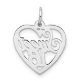 14k White Gold SWEET 16 Heart Charm