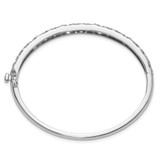14k White Gold Swirl Design Holds 3/4 carat (5-2.9mm/6-1.7mm/12-1.3mm Round Stones) Hinged Oval Bangle Mounting