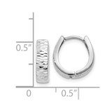 14K White Gold Textured and Polished Hinged Hoop Earrings - YE-1CD11142-8743