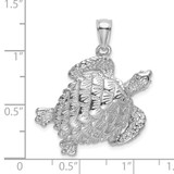 14K White Gold Textured Sea Turtle Charm - K7-98BC209A-7456