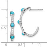 14k White Gold Turquoise and White Topaz J-hoop Earrings - EM-C2B24C5F-5207