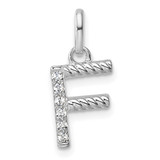 14k White Gold Twisted .05 ct. Diamond Initial F Charm