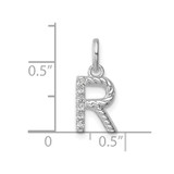 14k White Gold Twisted .05 ct. Diamond Initial R Charm