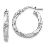 14K White Gold Twisted Textured Hoop Earrings - TF-AF7EE2CE-1520
