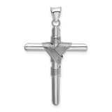 14K White Gold w/Center Wrap Tube Cross Pendant - K6-764C3340-9505